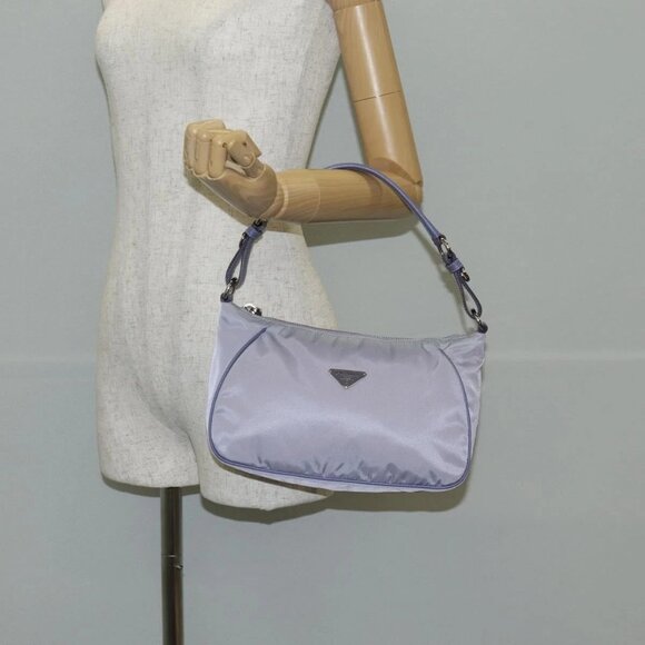 PRADA Shoulder Bag Nylon Purple Silver Auth - Picture 1 of 16